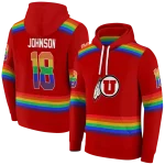 customized utah utes rainbow stripes red hoodie best selling