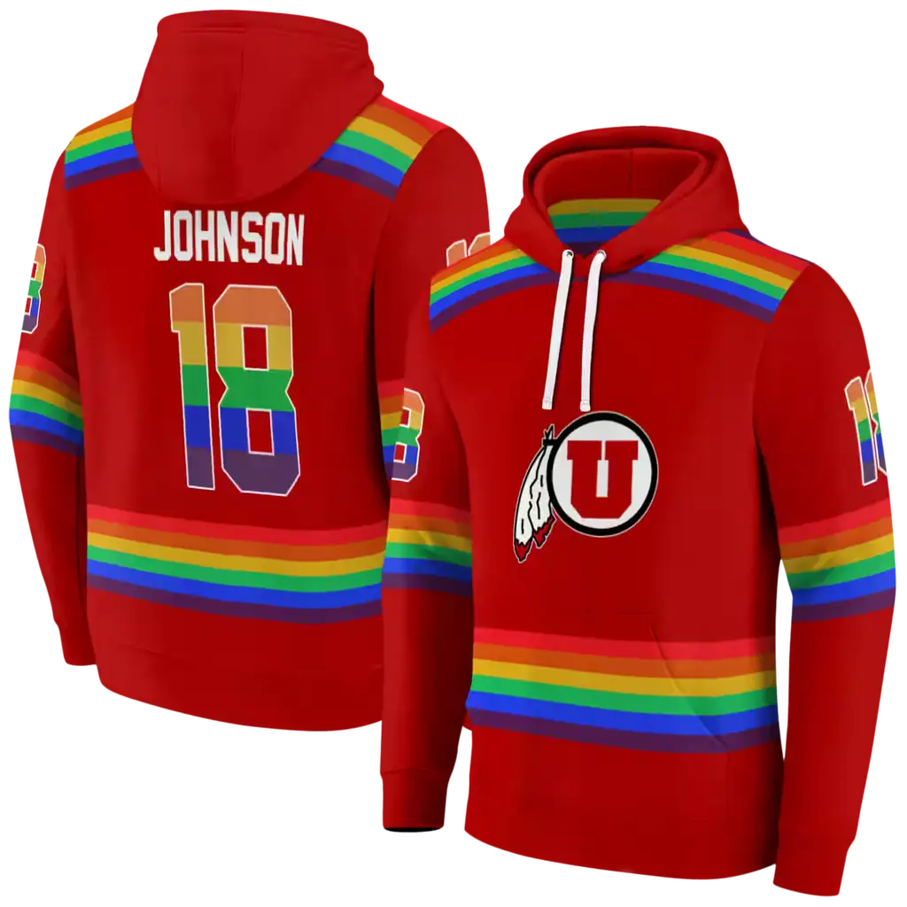 customized utah utes rainbow stripes red hoodie fashion forward customized utah utes rainbow stripes red hoodie fashion forward