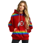 customized utah utes rainbow stripes red hoodie best selling