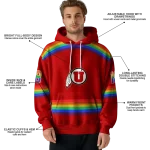 customized utah utes rainbow stripes red hoodie best selling
