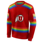 customized utah utes rainbow stripes red hoodie best selling