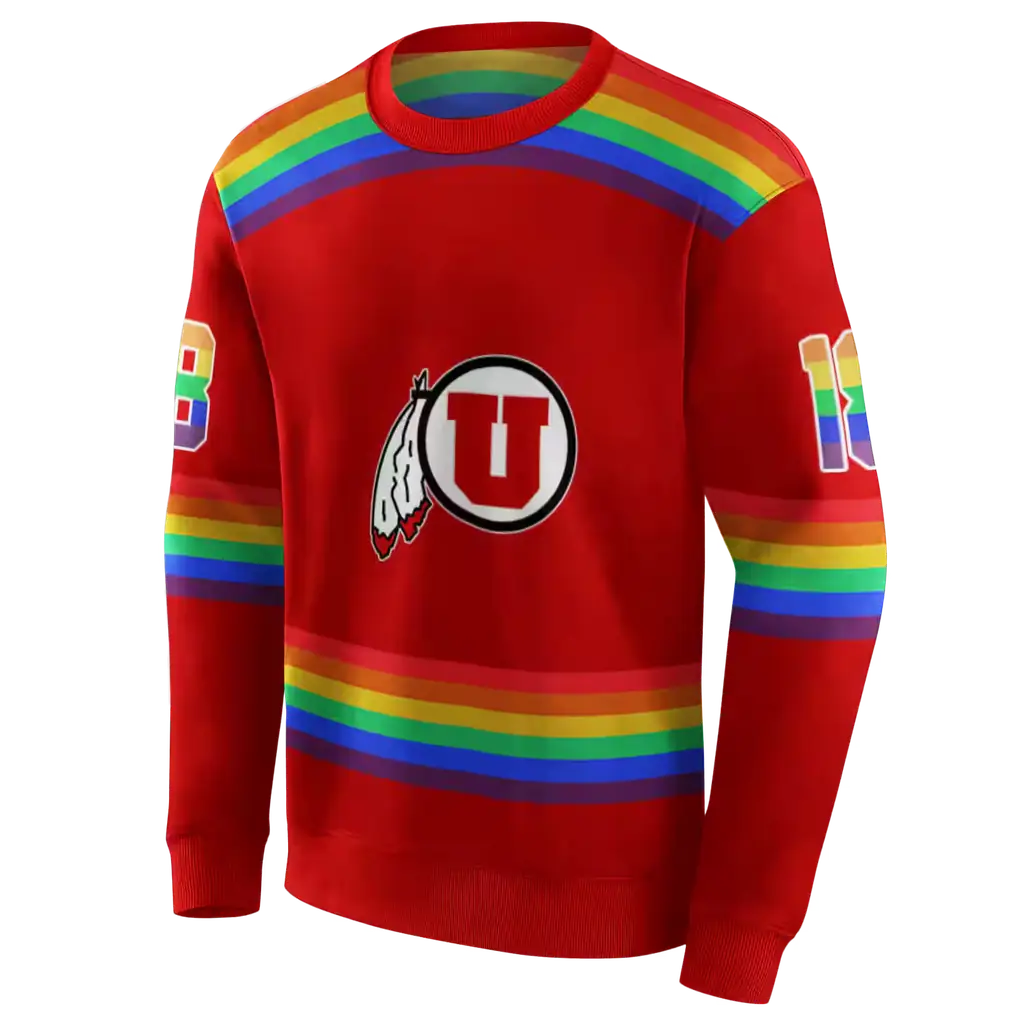 customized utah utes rainbow stripes red hoodie new arrival customized utah utes rainbow stripes red hoodie new arrival