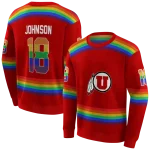 customized utah utes rainbow stripes red hoodie best selling