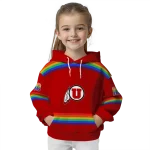 customized utah utes rainbow stripes red hoodie best selling