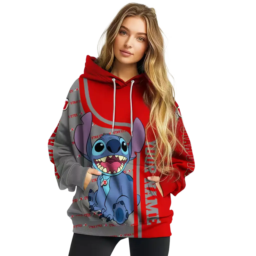customized utah utes stitch red hoodie high quality customized utah utes stitch red hoodie high quality