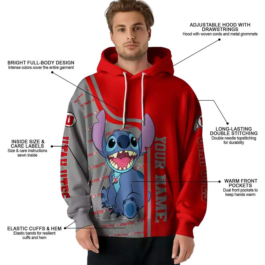 customized utah utes stitch red hoodie latest model customized utah utes stitch red hoodie latest model