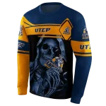 customized utep miners grim reaper blue black hoodie best selling