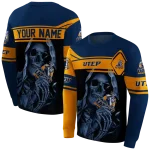 customized utep miners grim reaper blue black hoodie best selling
