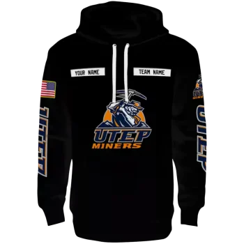 customized utep miners punisher skull black hoodie best selling