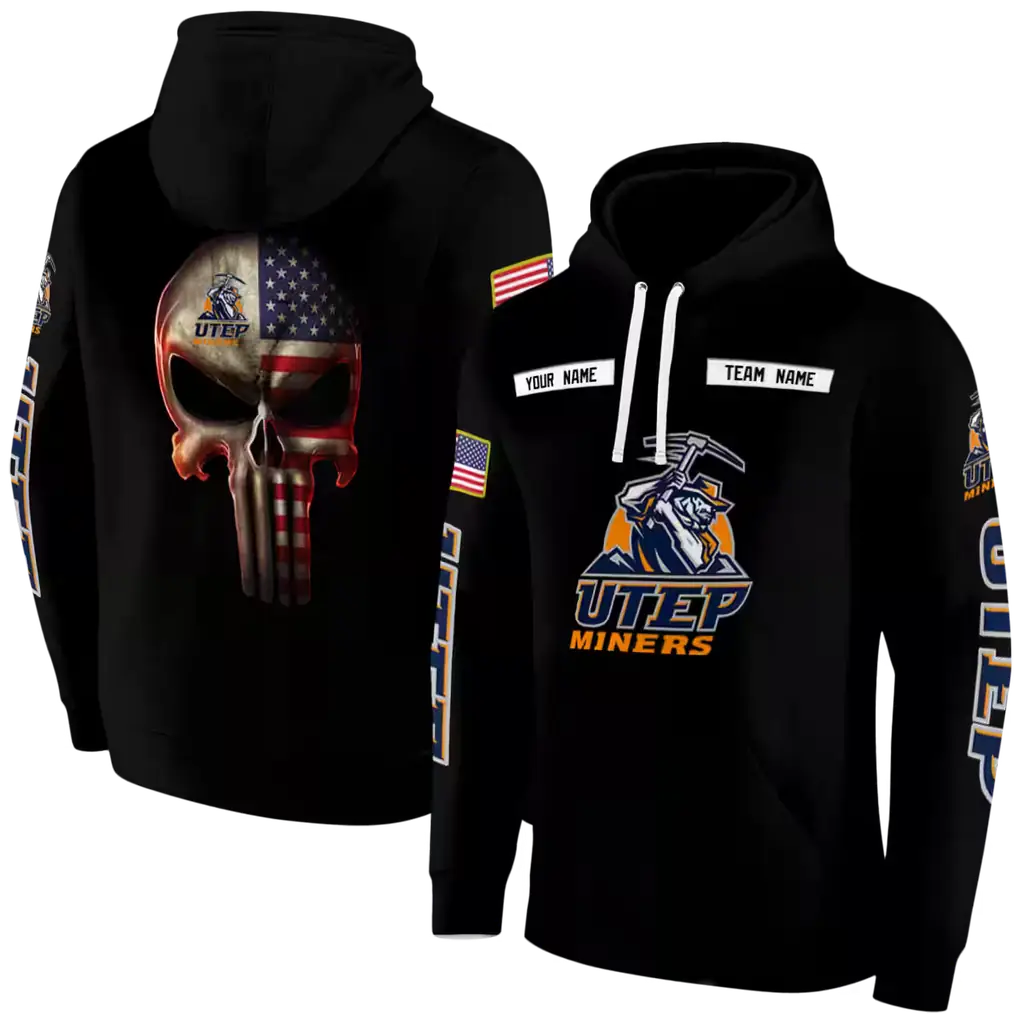 customized utep miners punisher skull black hoodie fashion forward customized utep miners punisher skull black hoodie fashion forward