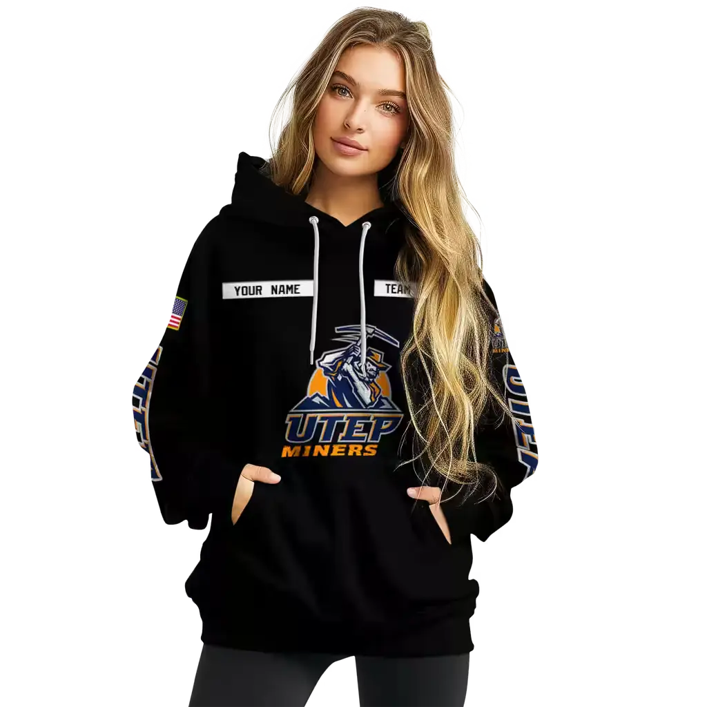 customized utep miners punisher skull black hoodie high quality customized utep miners punisher skull black hoodie high quality
