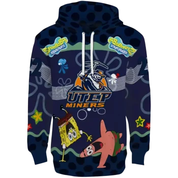 customized utep miners spongebob patrick star blue navy hoodie best selling