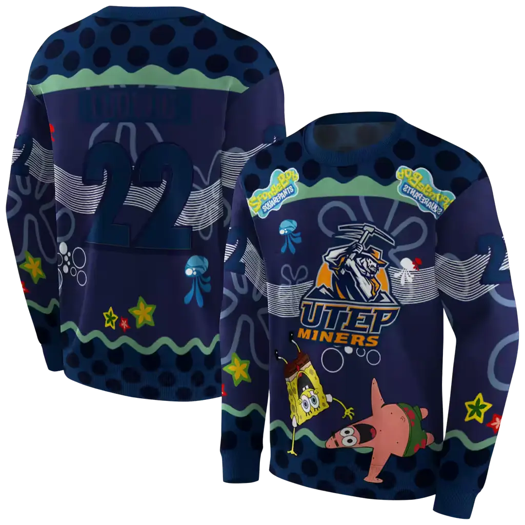 customized utep miners spongebob patrick star blue navy hoodie premium grade customized utep miners spongebob patrick star blue navy hoodie premium grade