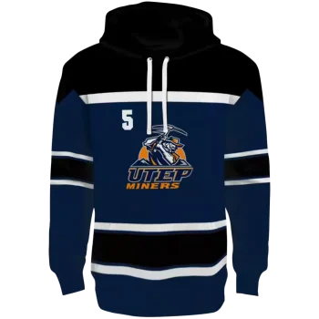 customized utep miners striped pattern blue hoodie best selling