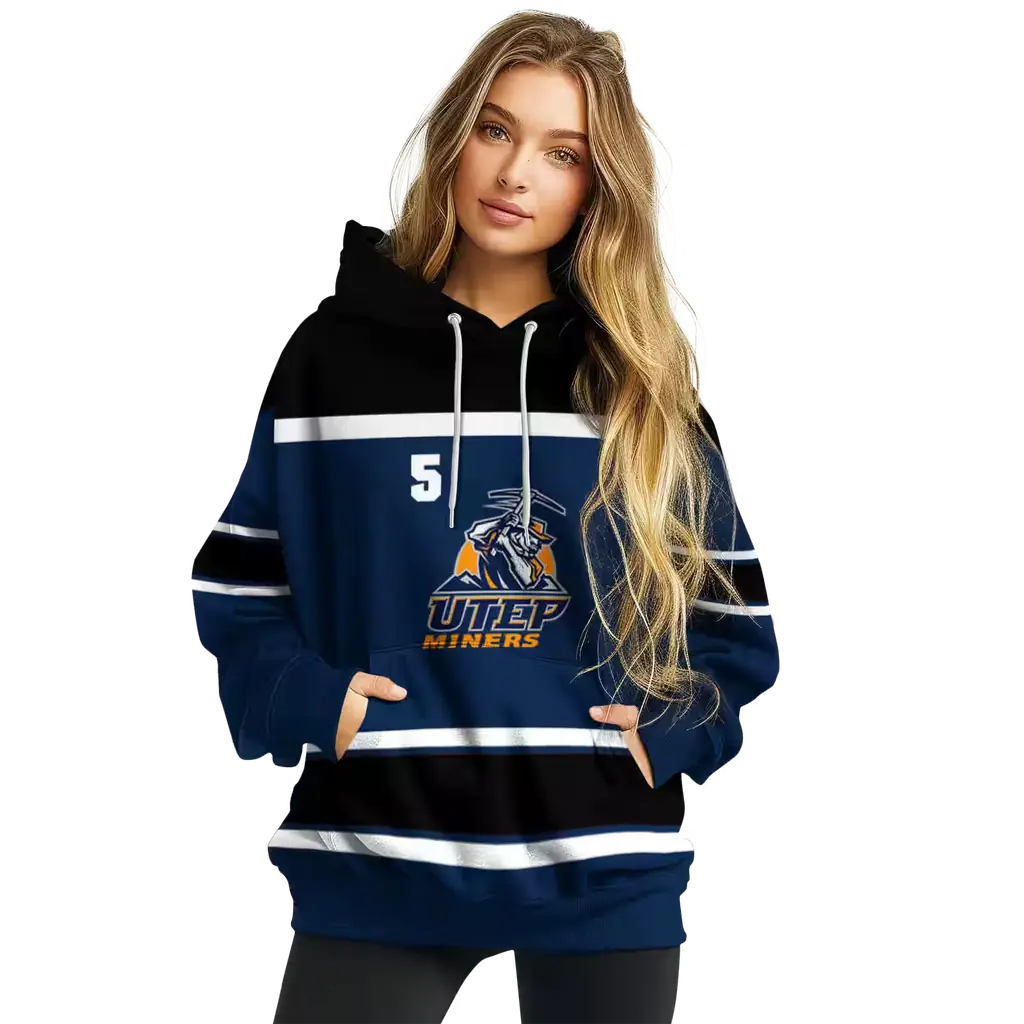 customized utep miners striped pattern blue hoodie high quality customized utep miners striped pattern blue hoodie high quality