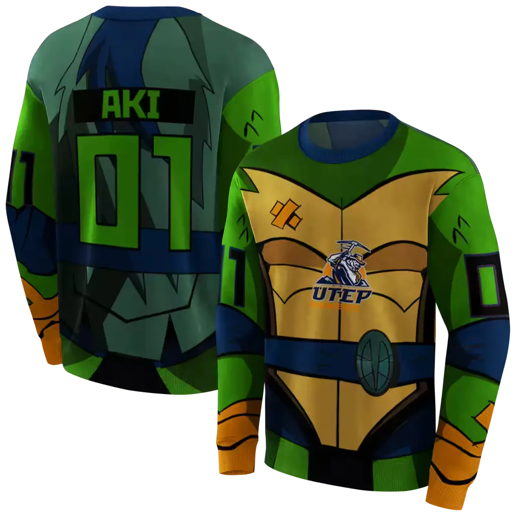customized utep miners superhero armor blue green hoodie premium grade customized utep miners superhero armor blue green hoodie premium grade