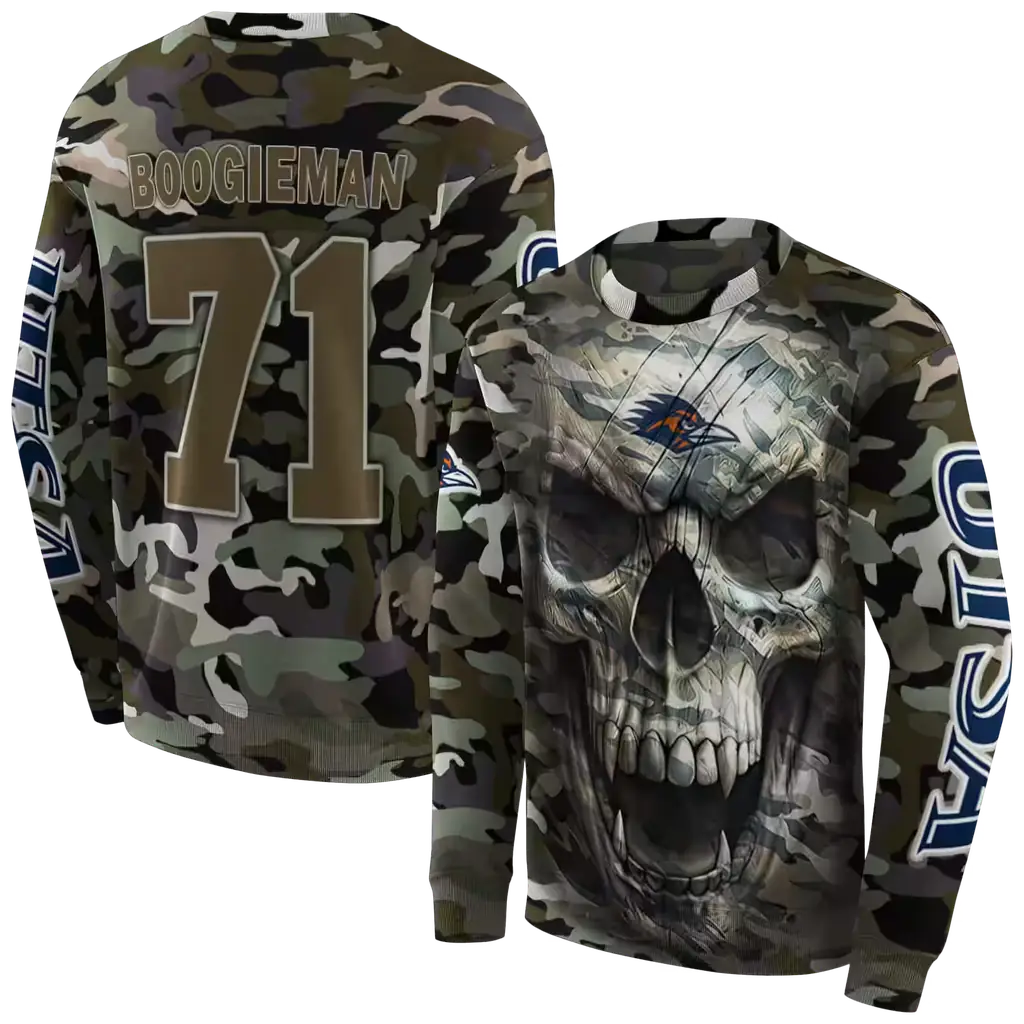 customized utsa roadrunners camo skull hoodie premium grade customized utsa roadrunners camo skull hoodie premium grade