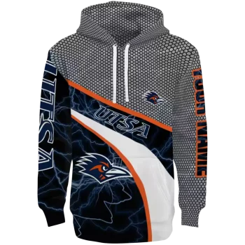 customized utsa roadrunners hexagonal mesh orange black gray hoodie best selling