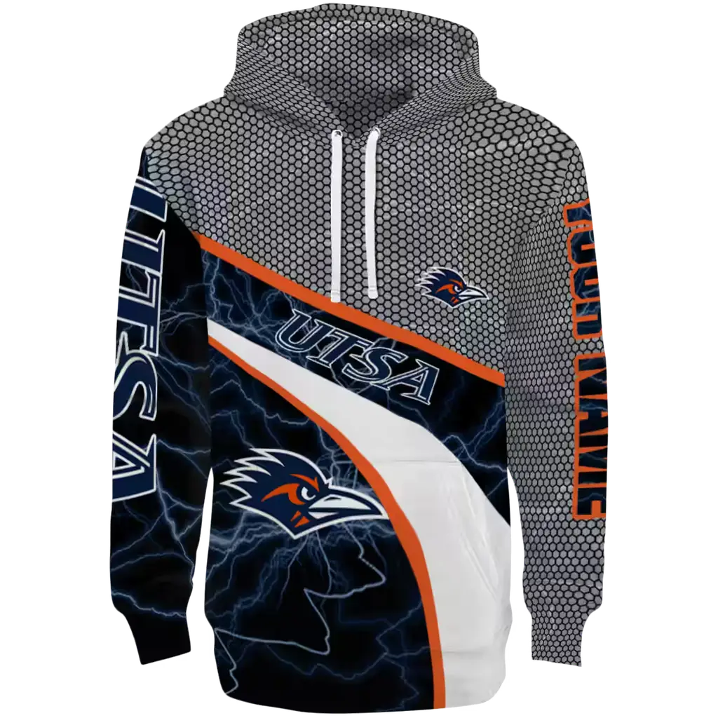 customized utsa roadrunners hexagonal mesh orange black gray hoodie best selling customized utsa roadrunners hexagonal mesh orange black gray hoodie best selling