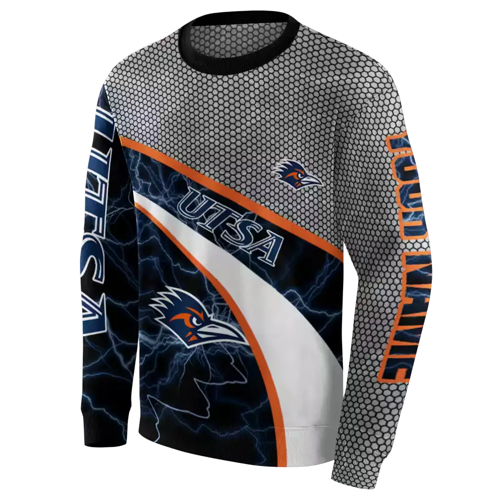 customized utsa roadrunners hexagonal mesh orange black gray hoodie new arrival customized utsa roadrunners hexagonal mesh orange black gray hoodie new arrival
