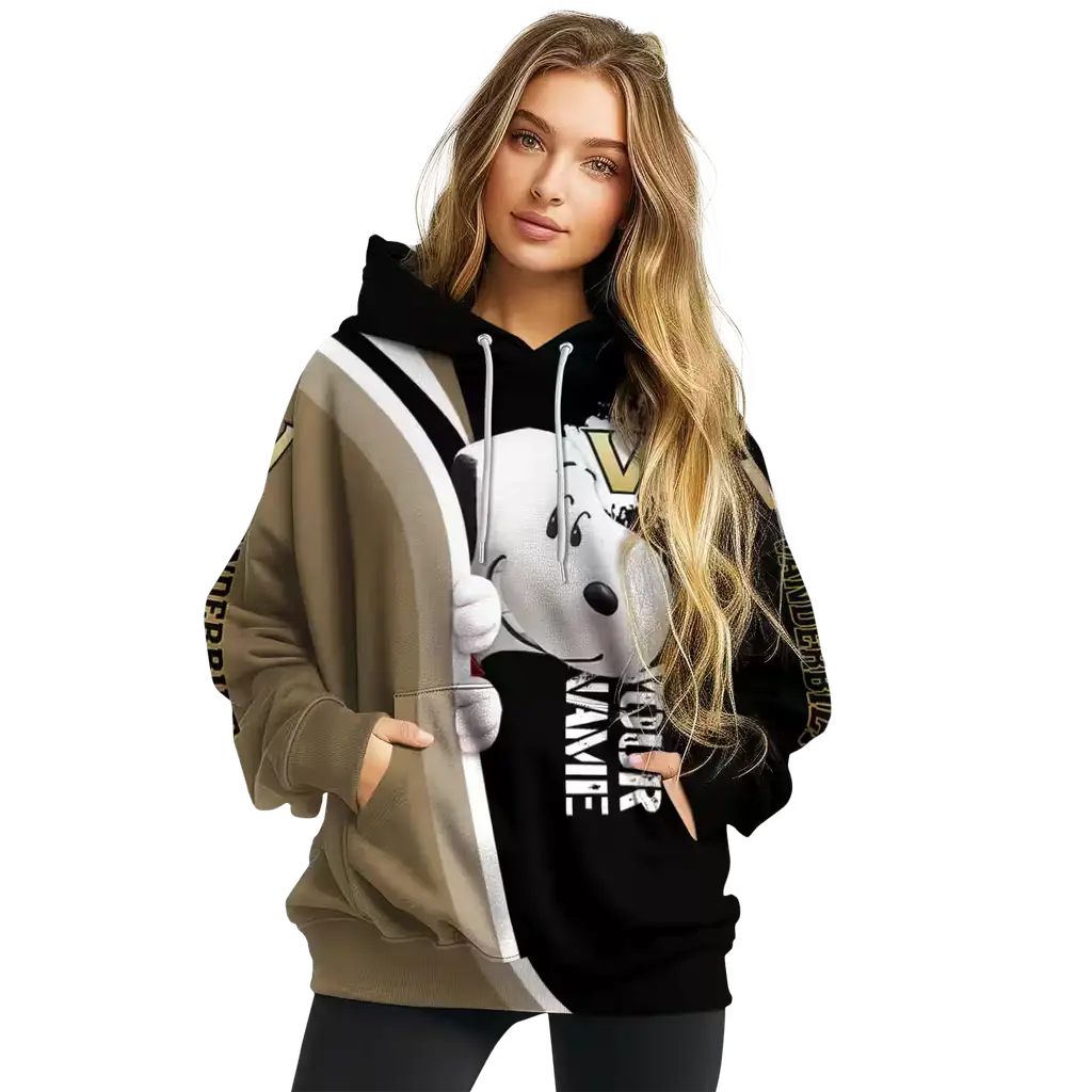 customized vanderbilt commodores peeking snoopy black hoodie high quality customized vanderbilt commodores peeking snoopy black hoodie high quality