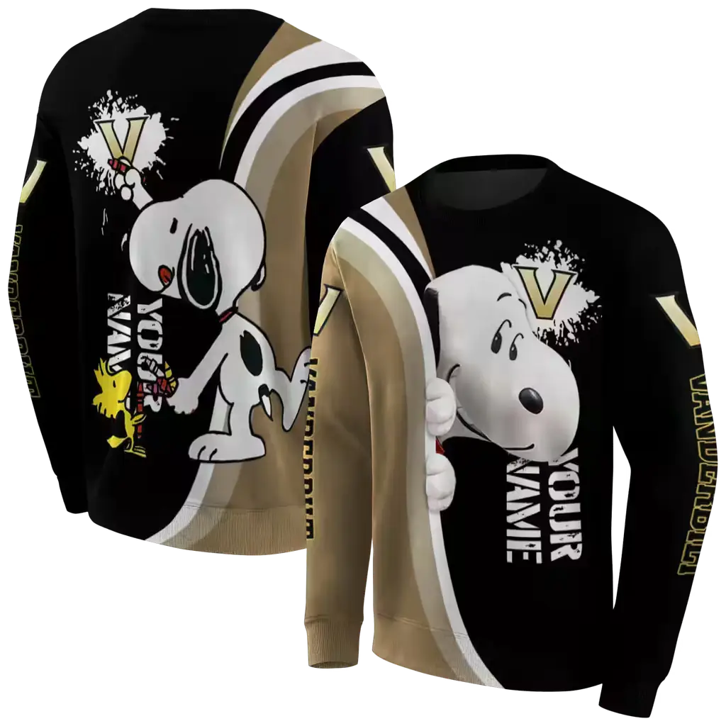 customized vanderbilt commodores peeking snoopy black hoodie premium grade customized vanderbilt commodores peeking snoopy black hoodie premium grade