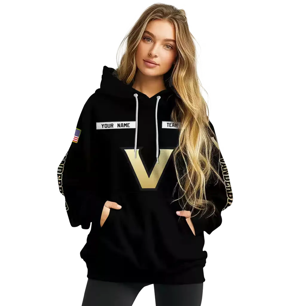 customized vanderbilt commodores punisher skull black hoodie high quality customized vanderbilt commodores punisher skull black hoodie high quality