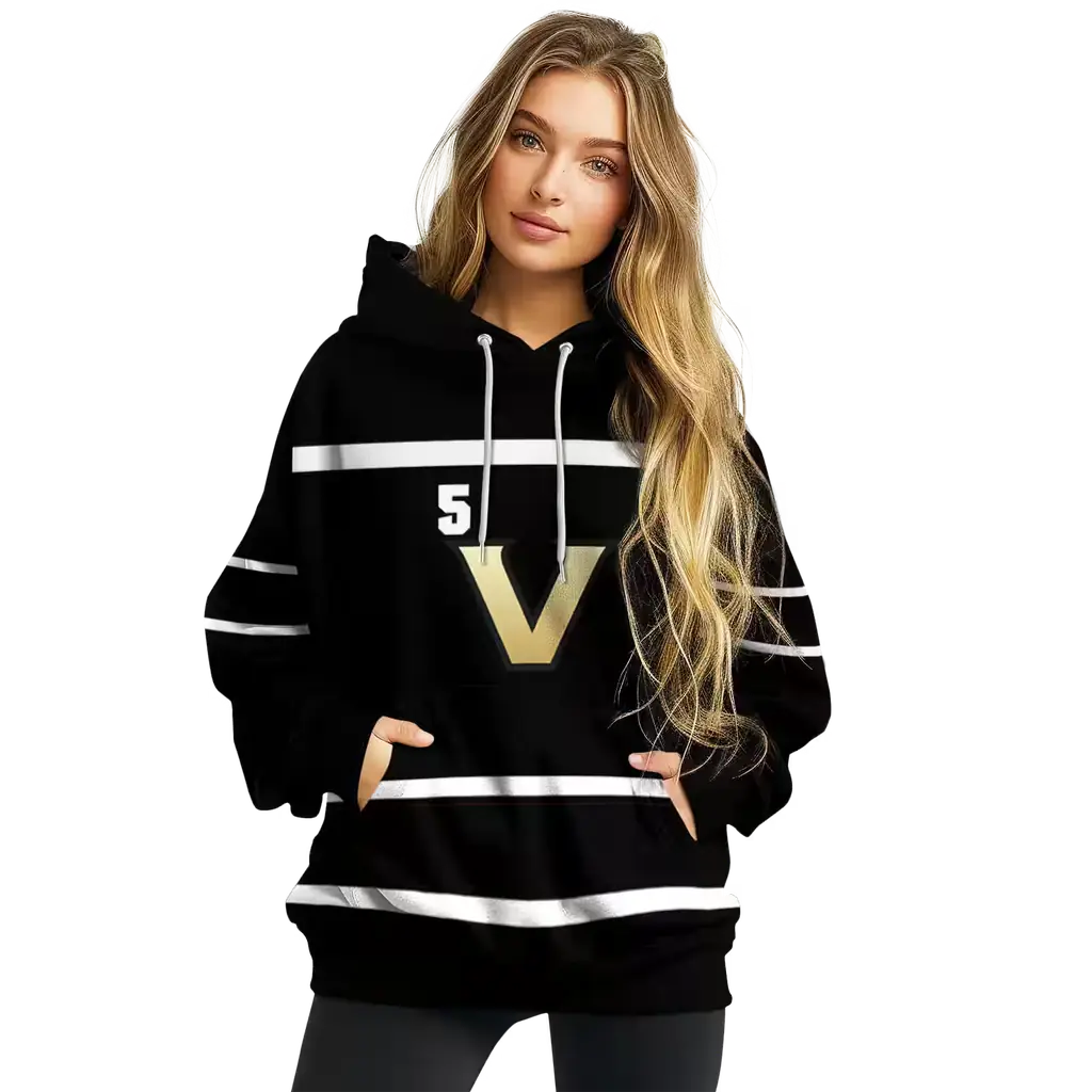 customized vanderbilt commodores striped pattern black hoodie high quality customized vanderbilt commodores striped pattern black hoodie high quality