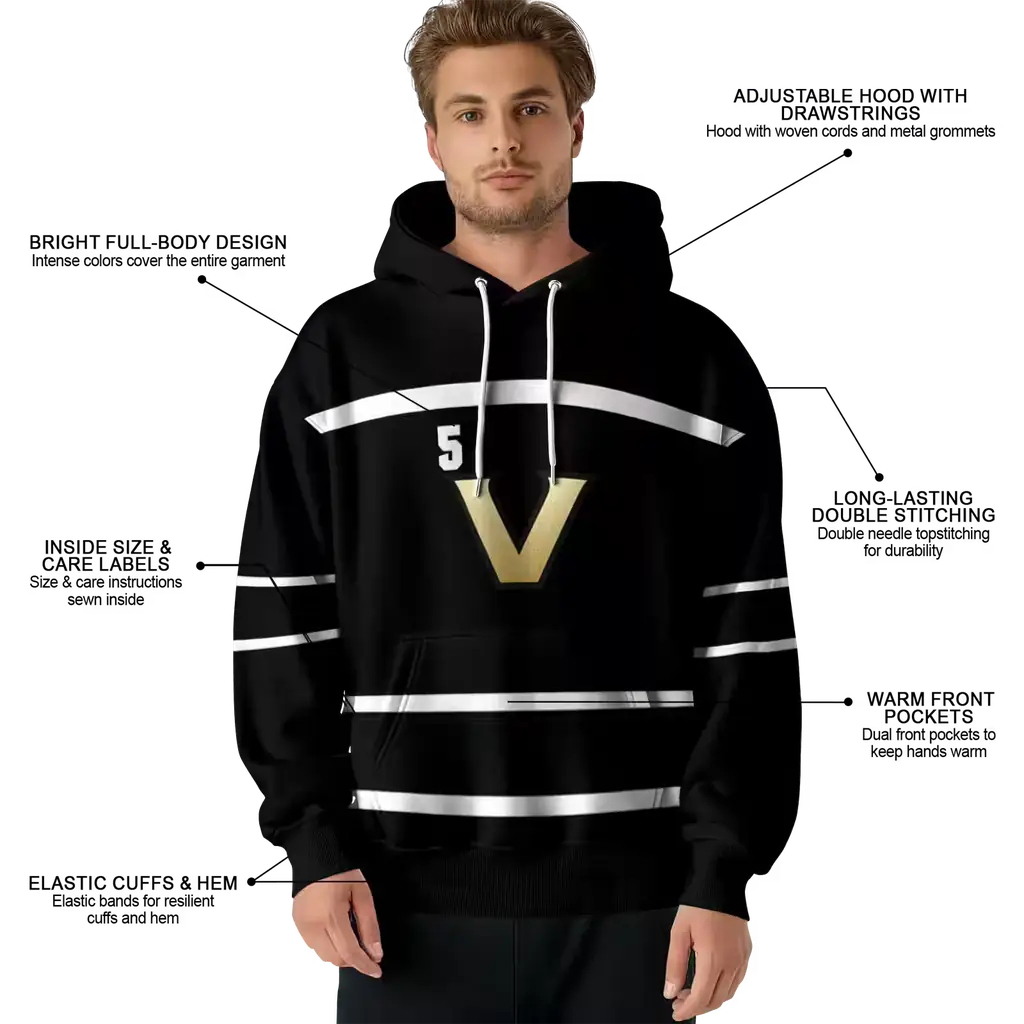customized vanderbilt commodores striped pattern black hoodie latest model customized vanderbilt commodores striped pattern black hoodie latest model