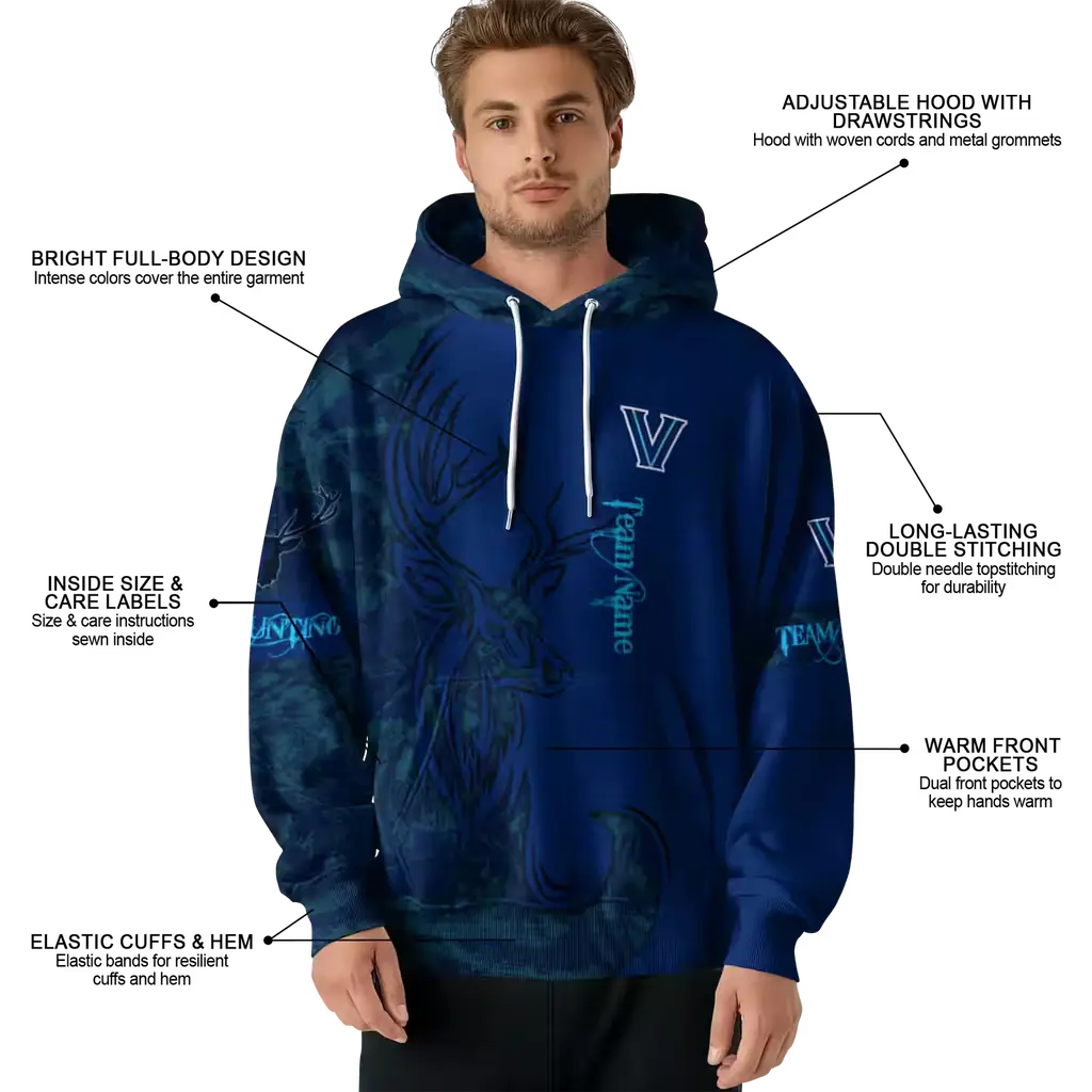 customized villanova wildcats deer silhouette navy hoodie latest model customized villanova wildcats deer silhouette navy hoodie latest model