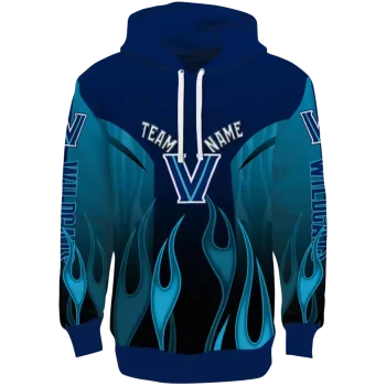 customized villanova wildcats flame design navy hoodie best selling