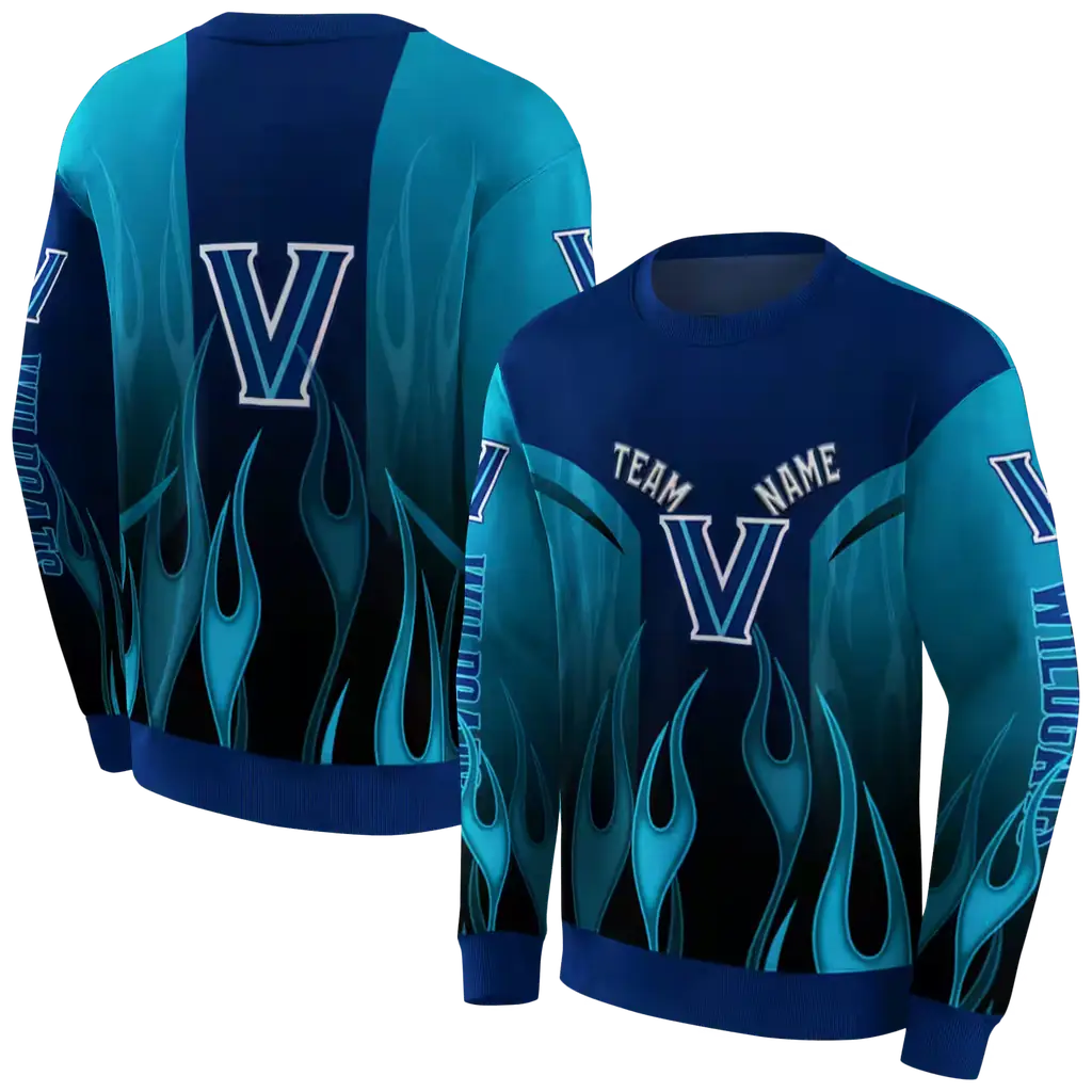 customized villanova wildcats flame design navy hoodie premium grade customized villanova wildcats flame design navy hoodie premium grade