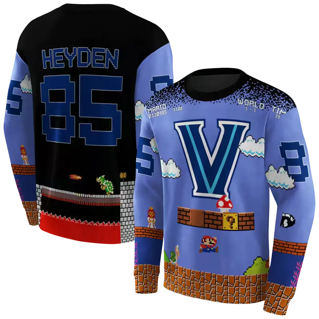 customized villanova wildcats mario blue black hoodie premium grade customized villanova wildcats mario blue black hoodie premium grade