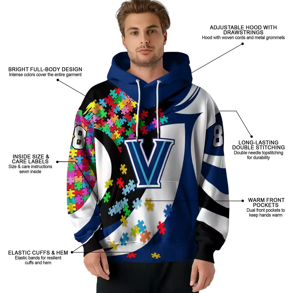 customized villanova wildcats puzzle pieces navy hoodie latest model customized villanova wildcats puzzle pieces navy hoodie latest model