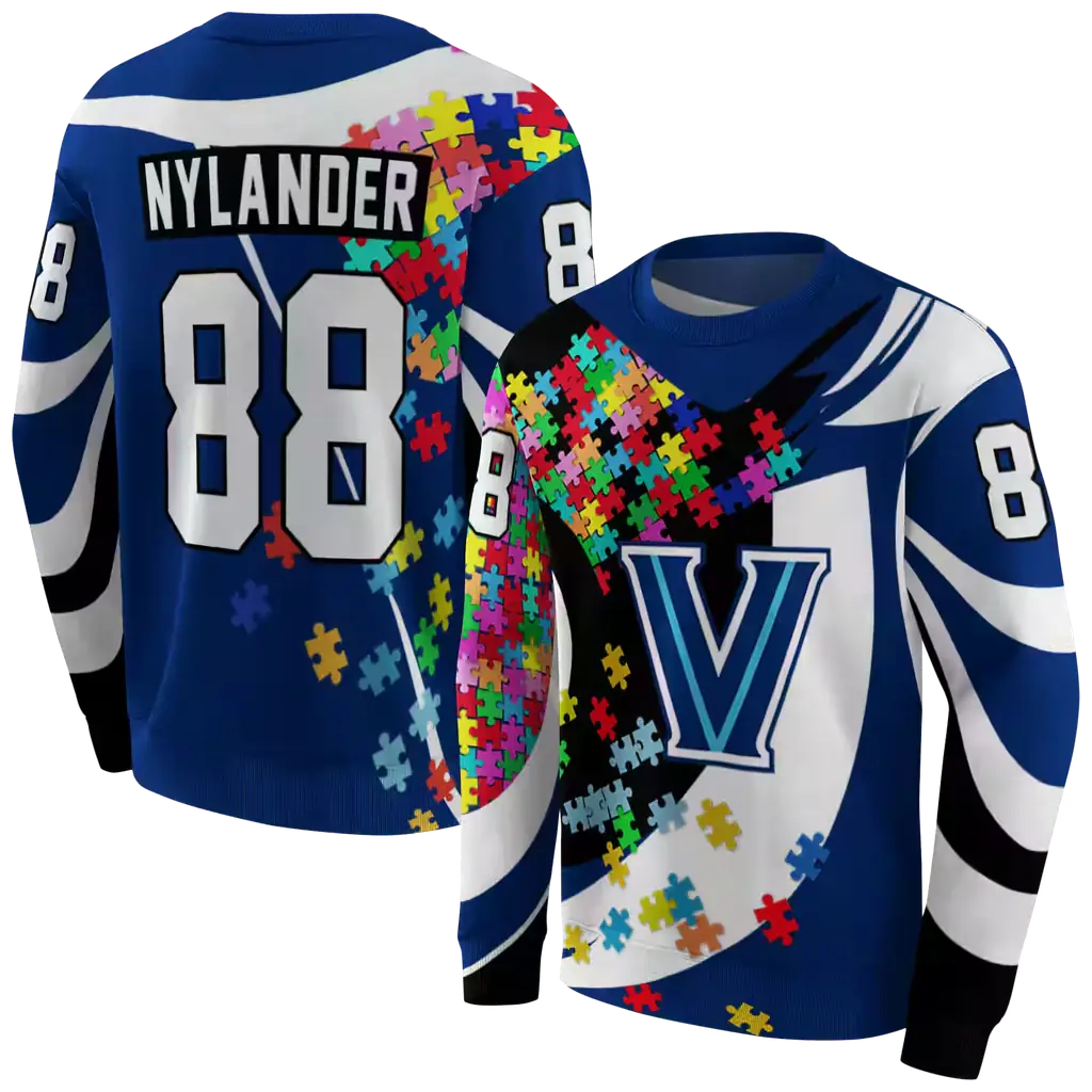 customized villanova wildcats puzzle pieces navy hoodie premium grade customized villanova wildcats puzzle pieces navy hoodie premium grade