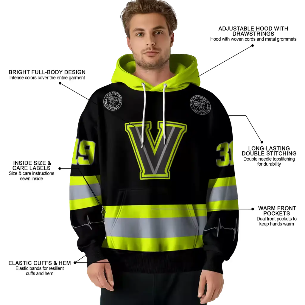 customized villanova wildcats safety motif black neon green hoodie latest model customized villanova wildcats safety motif black neon green hoodie latest model