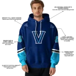 customized villanova wildcats striped sleeves navy hoodie best selling