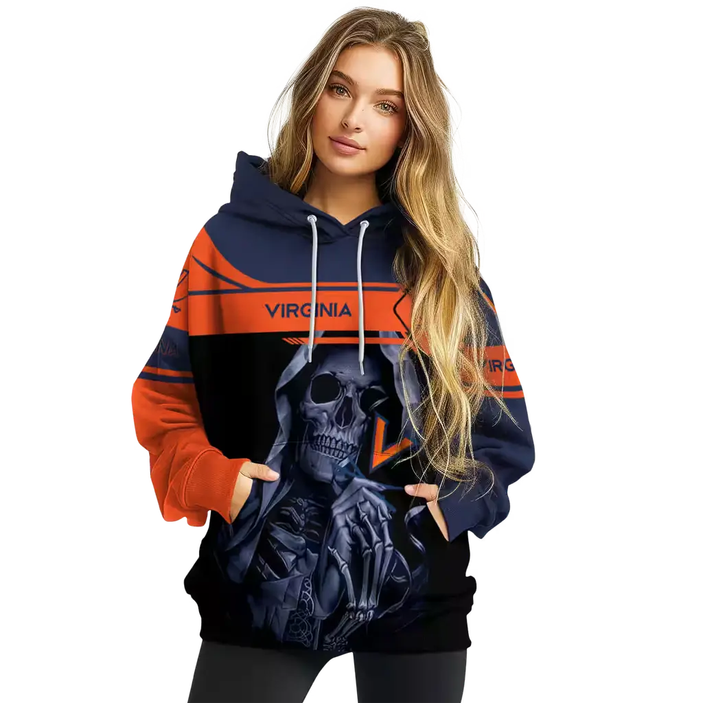 customized virginia cavaliers grim reaper blue black hoodie high quality customized virginia cavaliers grim reaper blue black hoodie high quality