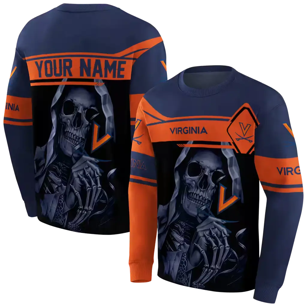 customized virginia cavaliers grim reaper blue black hoodie premium grade customized virginia cavaliers grim reaper blue black hoodie premium grade
