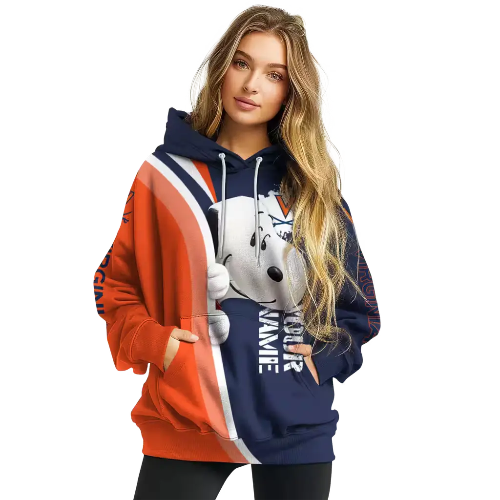 customized virginia cavaliers peeking snoopy blue hoodie high quality customized virginia cavaliers peeking snoopy blue hoodie high quality
