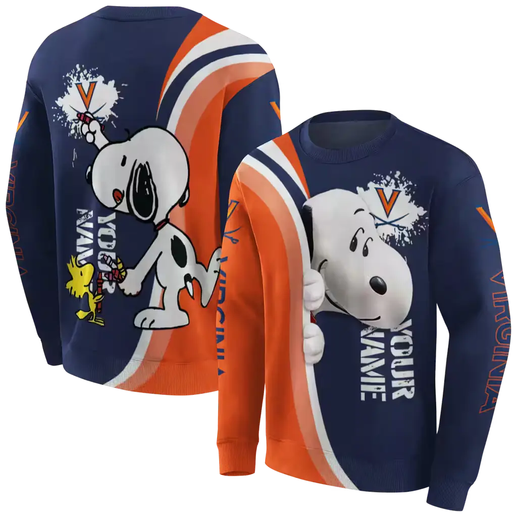 customized virginia cavaliers peeking snoopy blue hoodie premium grade customized virginia cavaliers peeking snoopy blue hoodie premium grade