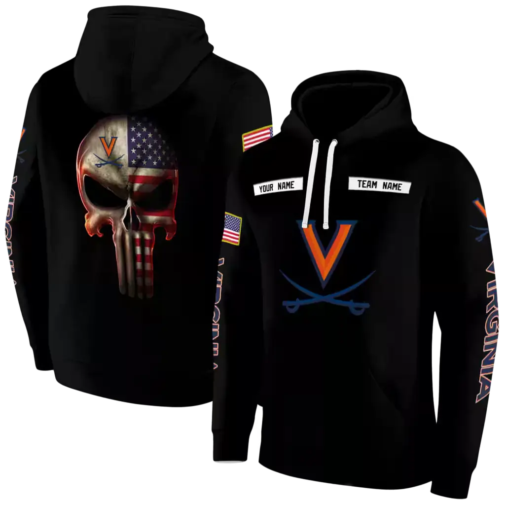 customized virginia cavaliers punisher skull black hoodie fashion forward customized virginia cavaliers punisher skull black hoodie fashion forward