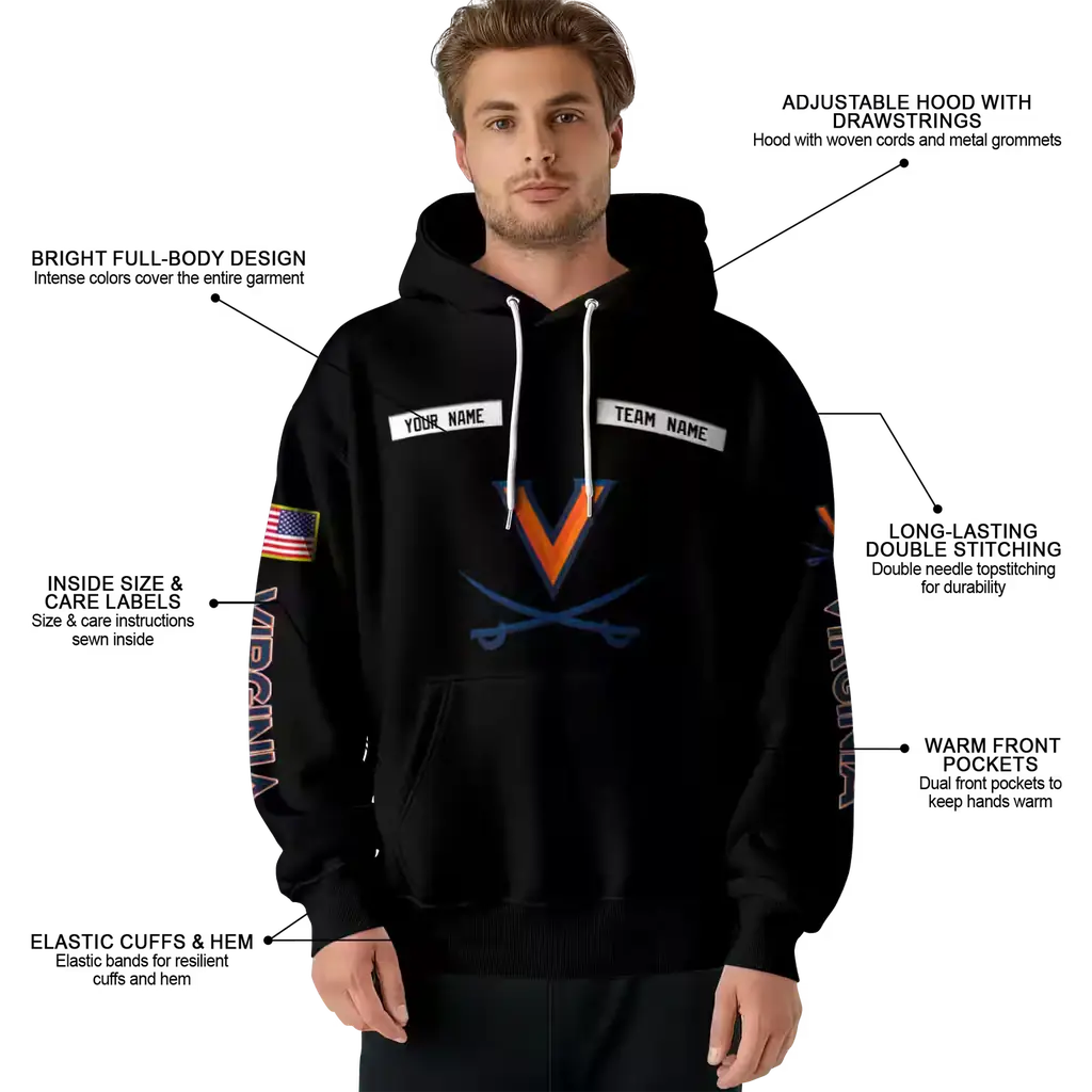 customized virginia cavaliers punisher skull black hoodie latest model customized virginia cavaliers punisher skull black hoodie latest model