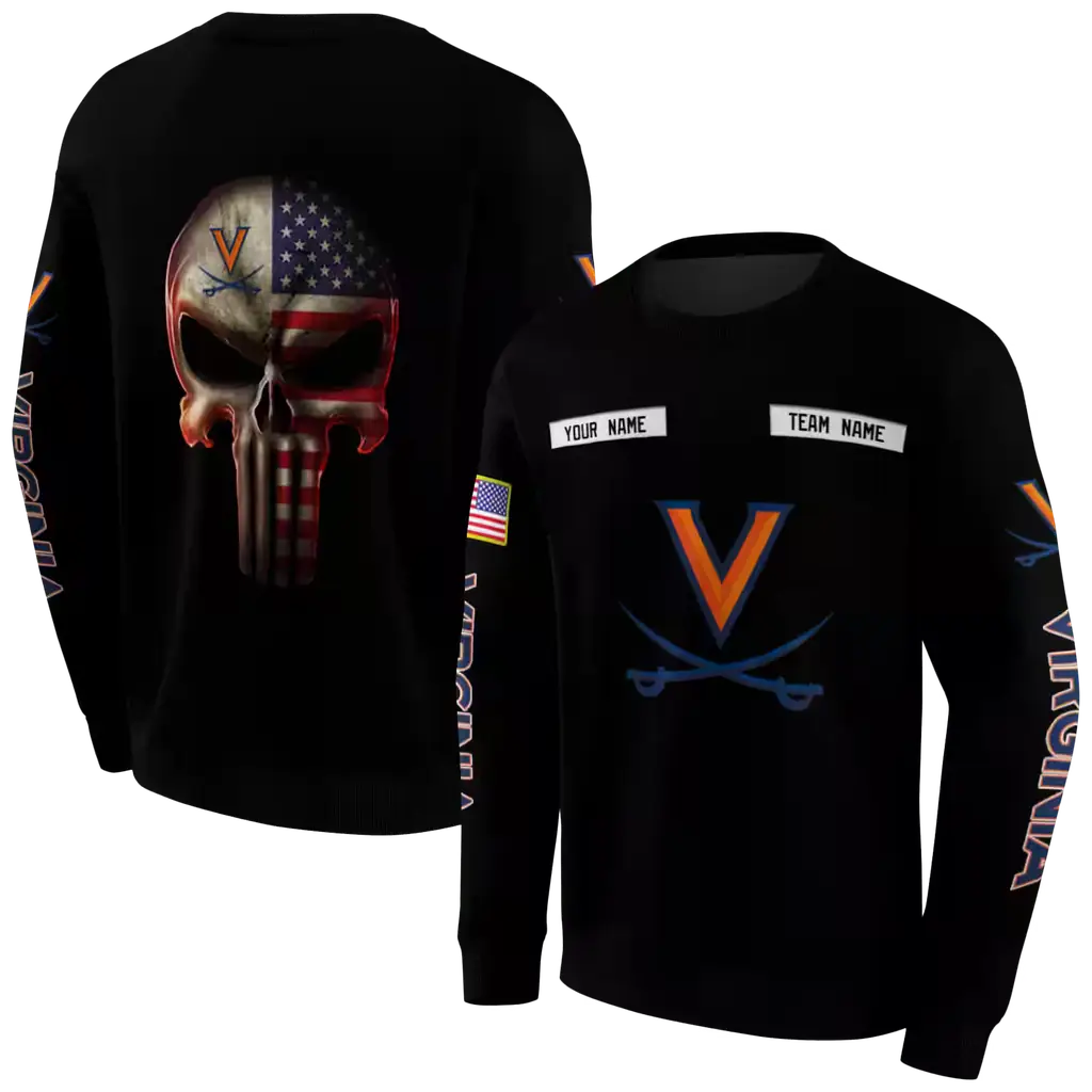 customized virginia cavaliers punisher skull black hoodie premium grade customized virginia cavaliers punisher skull black hoodie premium grade