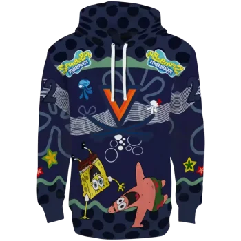 customized virginia cavaliers spongebob patrick star blue navy hoodie best selling