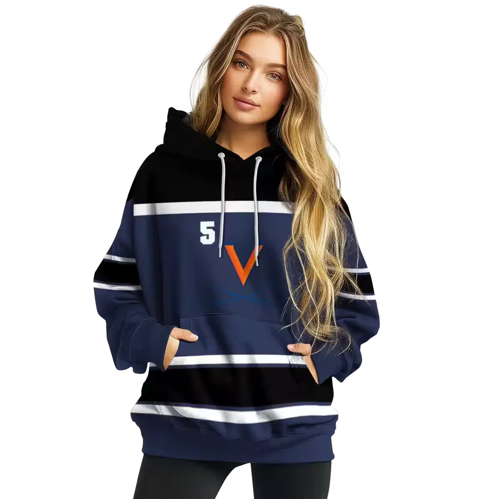 customized virginia cavaliers striped pattern blue hoodie high quality customized virginia cavaliers striped pattern blue hoodie high quality