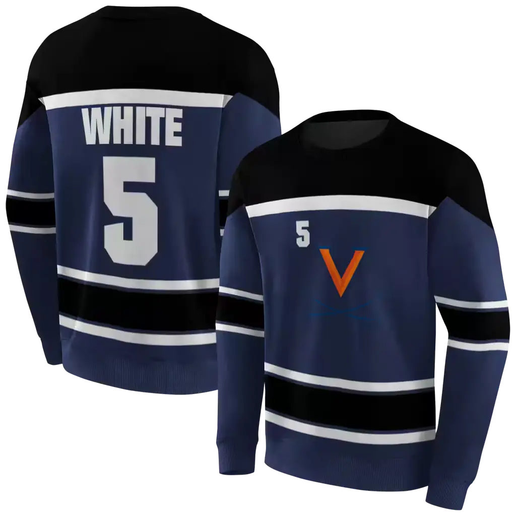 customized virginia cavaliers striped pattern blue hoodie premium grade customized virginia cavaliers striped pattern blue hoodie premium grade
