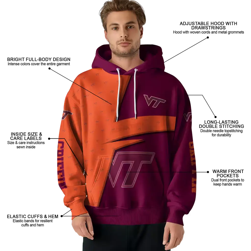 customized virginia tech hokies abstract shape maroon hoodie latest model customized virginia tech hokies abstract shape maroon hoodie latest model