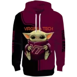 customized virginia tech hokies baby yoda maroon black hoodie best selling