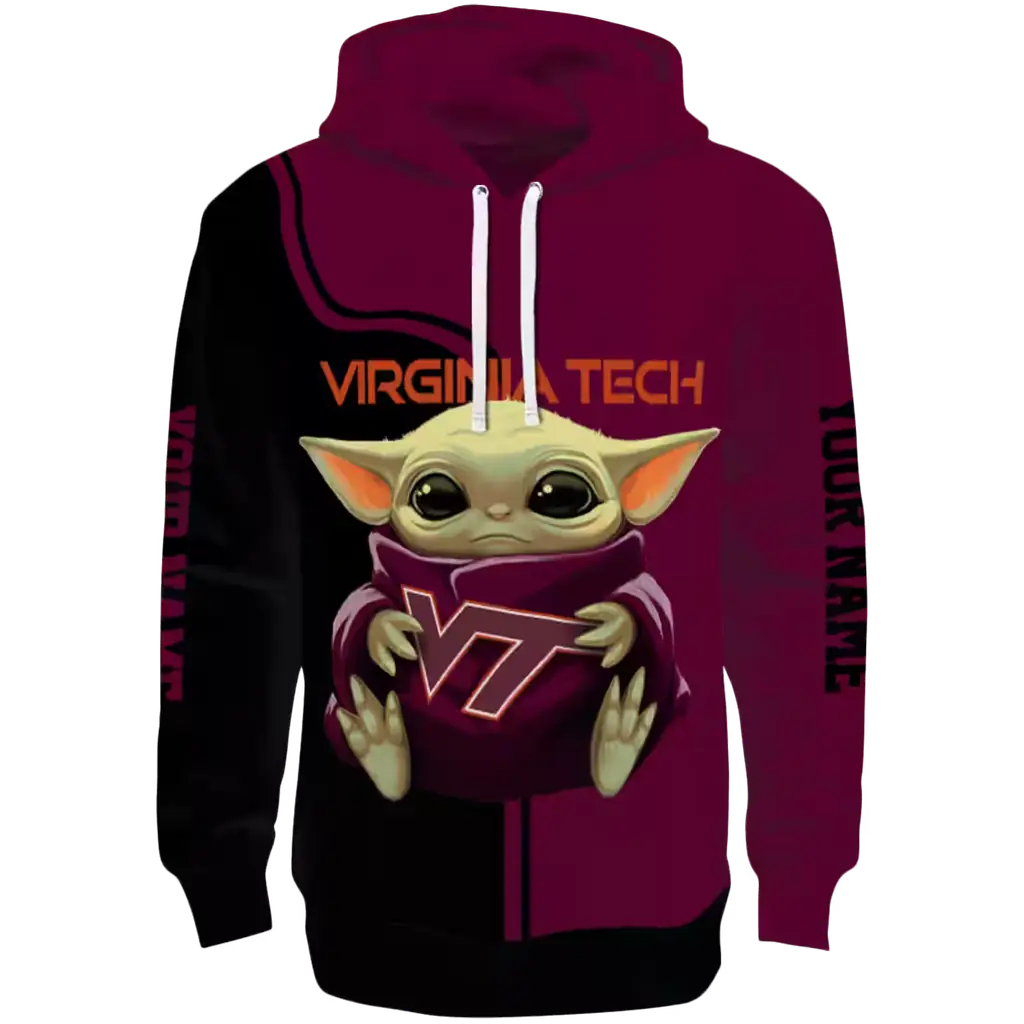customized virginia tech hokies baby yoda maroon black hoodie best selling customized virginia tech hokies baby yoda maroon black hoodie best selling